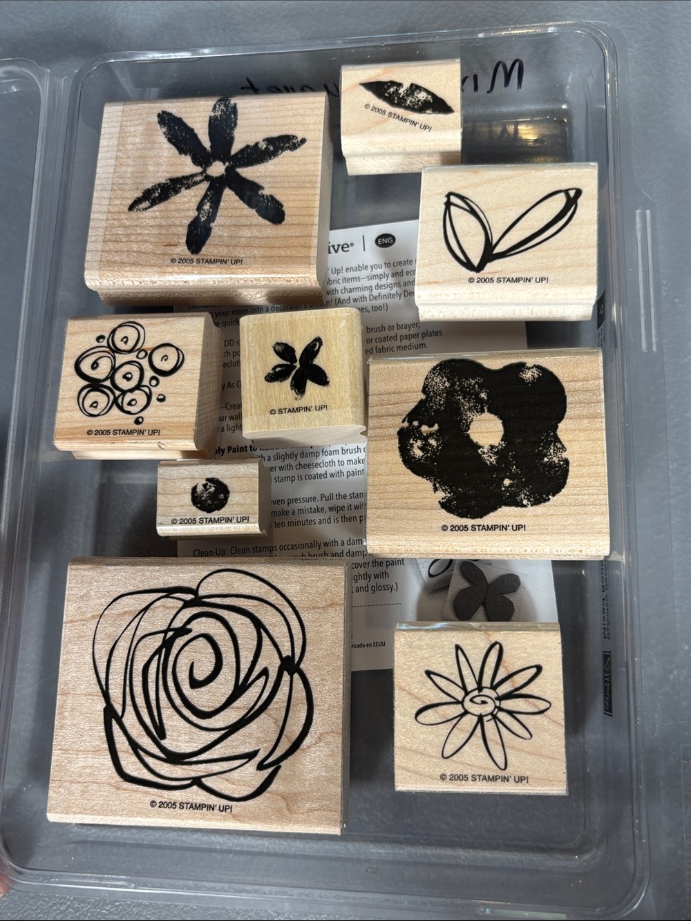 Stampin’ Up! Mixed Bouquet 2005 Retired 9 Pc Wood Stamp Set Complete